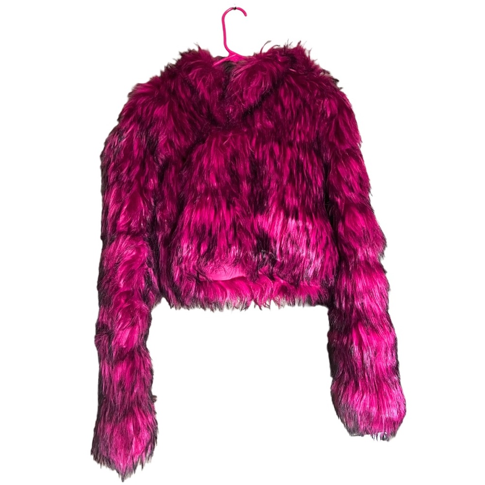 Pink Azalea Wang Gracelle Faux Fur Cropped Jacket